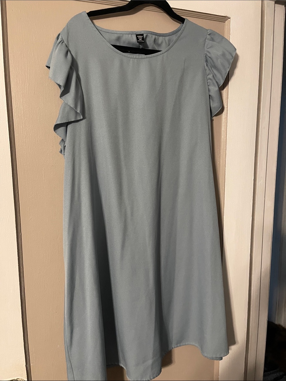 SHEIN Light Blue Ruffle Sleeve Mini Dress
